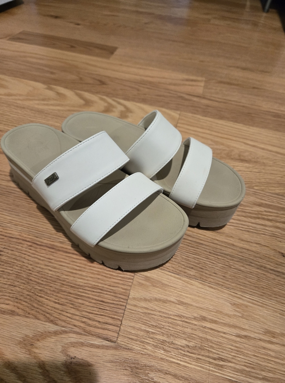 Reef's Women’s White Double-Strap Platform Slide Sandals